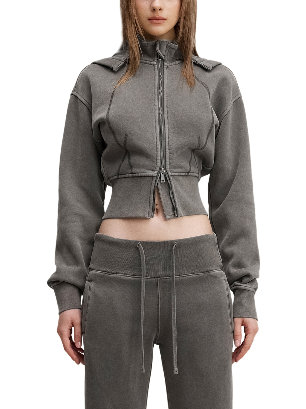 Cropped Fleece Hoodie