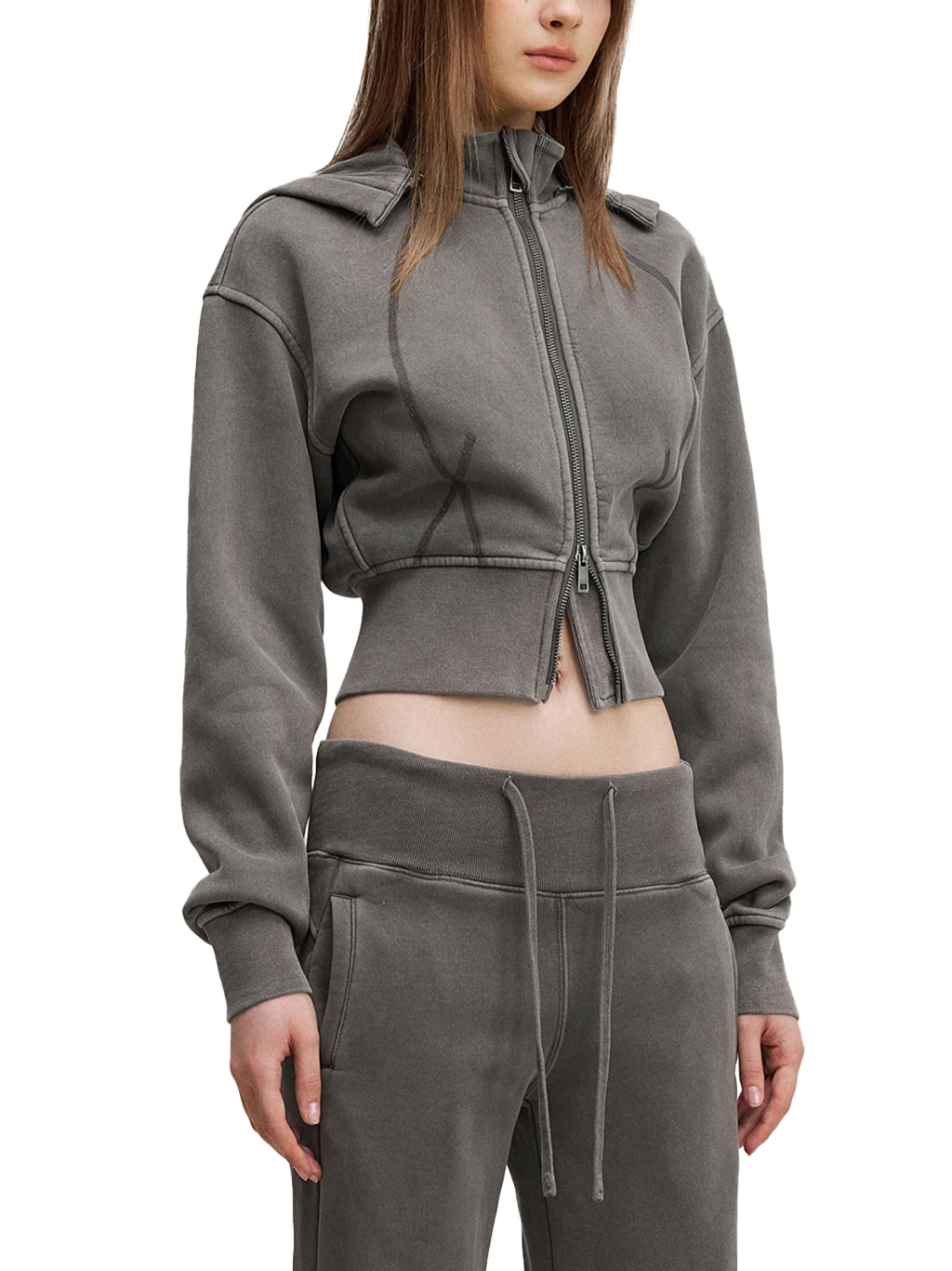 Cropped Fleece Hoodie