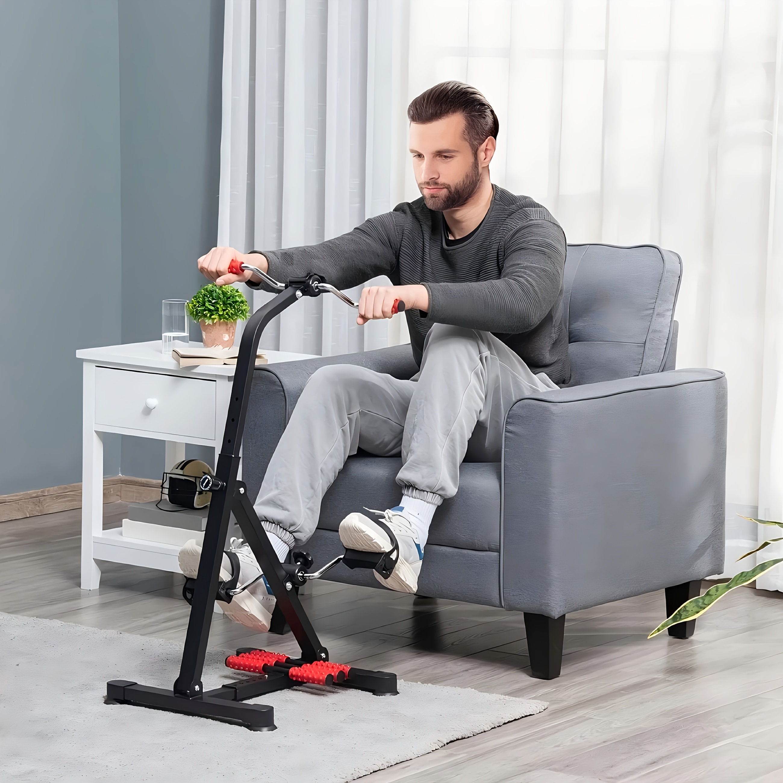 Foldable Pedal Excercise Bike - Multi-Functional Hand & Foot Trainer for Rehabilitation & Full-Body Workout