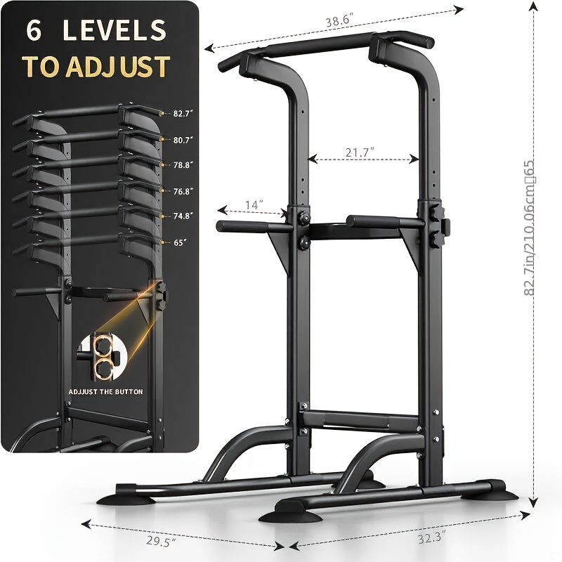 Adjustable Height Pull-Up Bar Station - Multi-Functional Power Tower for Home Gym