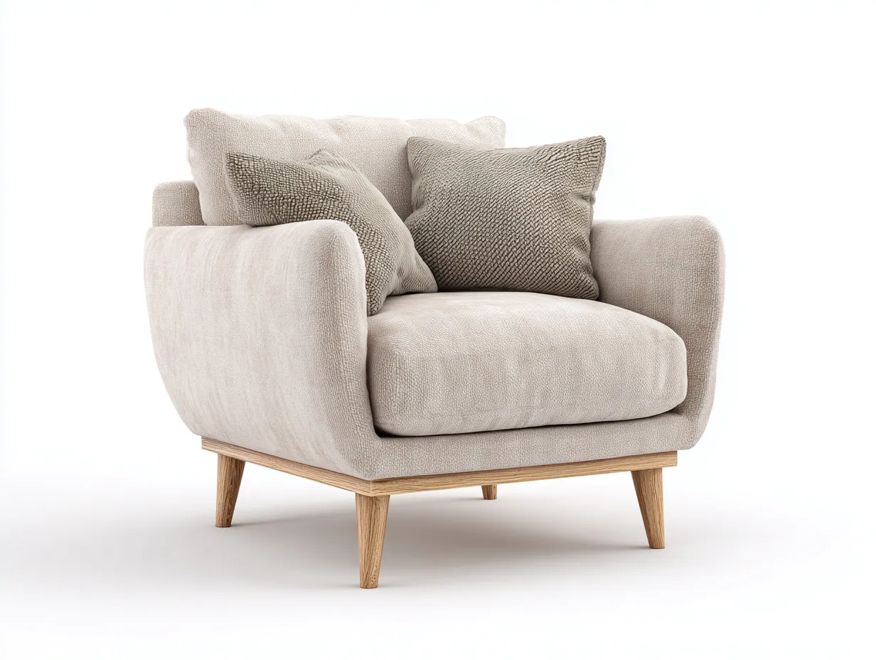 Loungesessel - Stoff-Holz - 92x84x86 cm - Beige - Skandinavischer Stil-Tasatahome