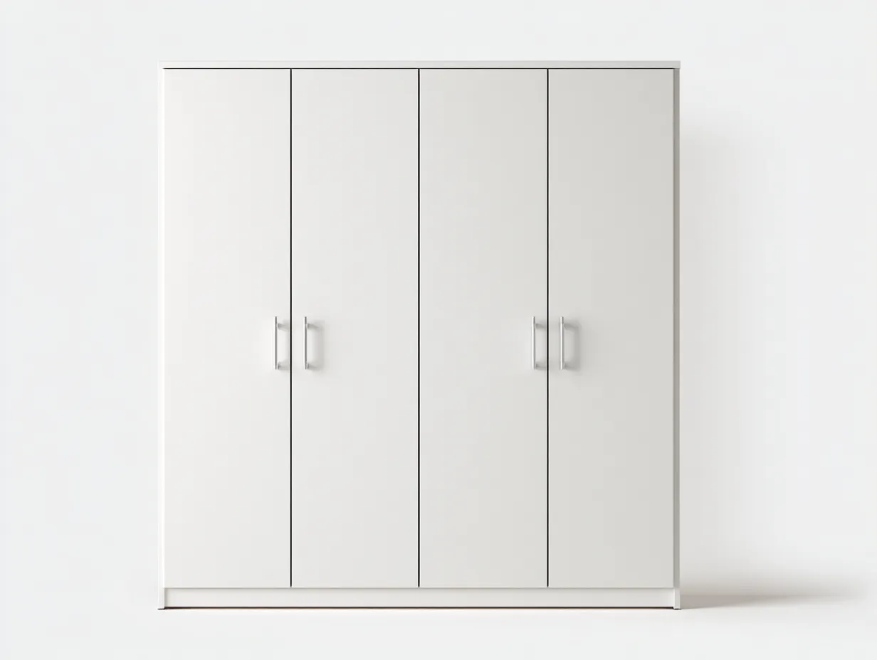 Kleiderschränke mit vier Türen-Holzwerkstoff-Metall-200x60x198 cm-Weiß-modern minimalistisch-Tasatahome