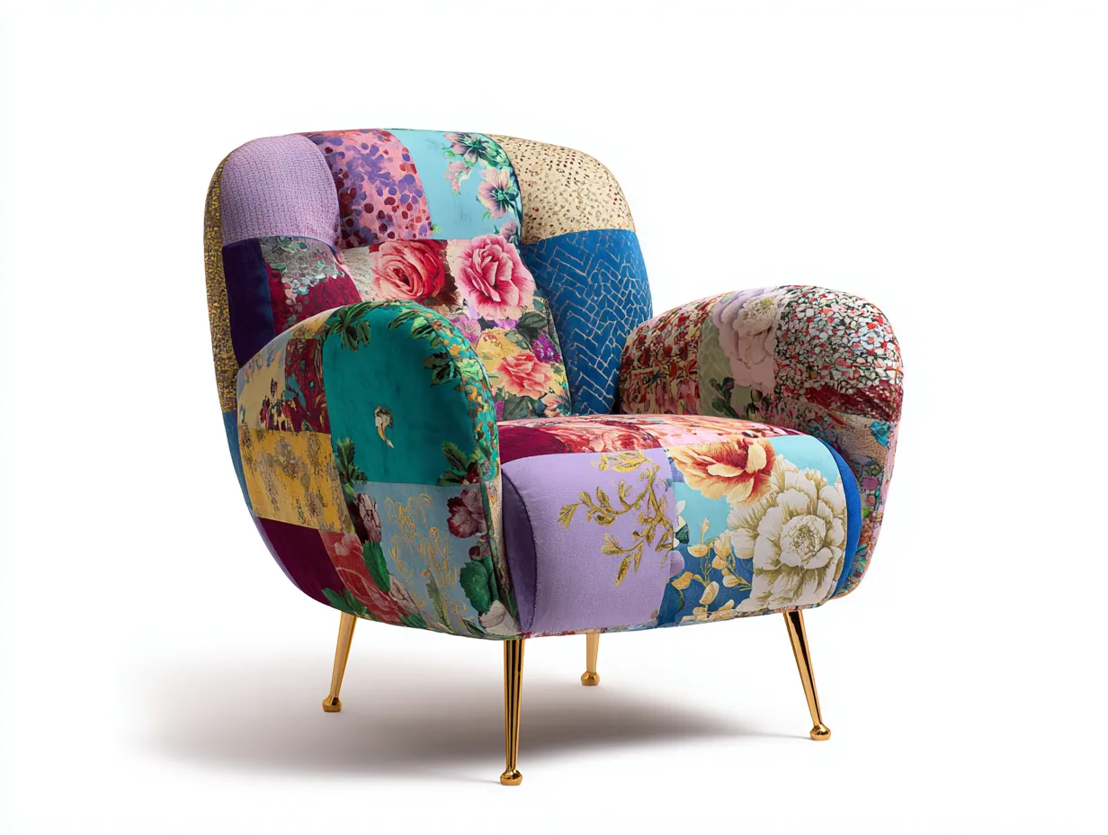 Loungesessel - Stoff-Metall - 82x76x84 cm - Mehrfarbig - Vintage Stil-Tasatahome