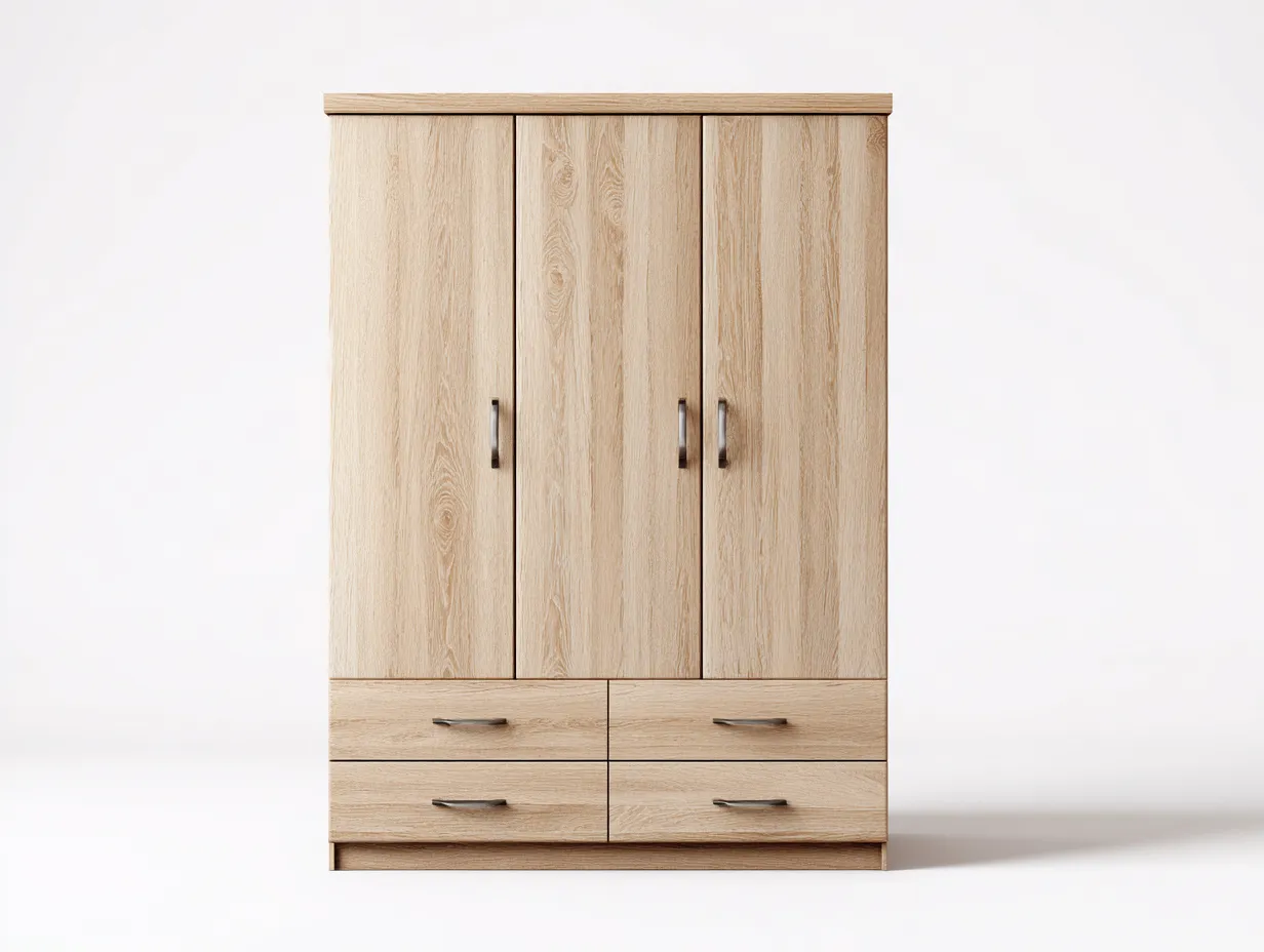 Kleiderschränke mit drei Türen-Holzwerkstoff-129x60x189 cm-Eichefarben-Modernes Design-Tasatahome