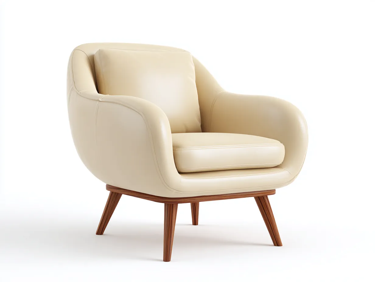 Loungesessel - Kunstleder-Holz - 83x77x86 cm - Beige - Moderner Stil-Tasatahome