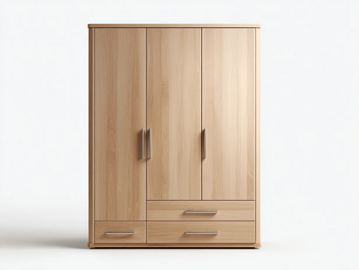 Kleiderschränke mit drei Türen-Holzwerkstoff-126x59x187 cm-Eichefarben-Zeitloses Design-Tasatahome