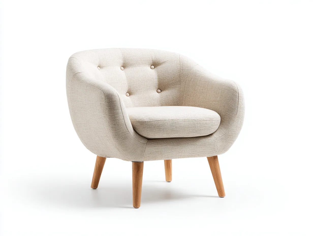 Loungesessel - Stoff-Holz - 78x72x77 cm - Beige - Skandinavischer Stil-Tasatahome