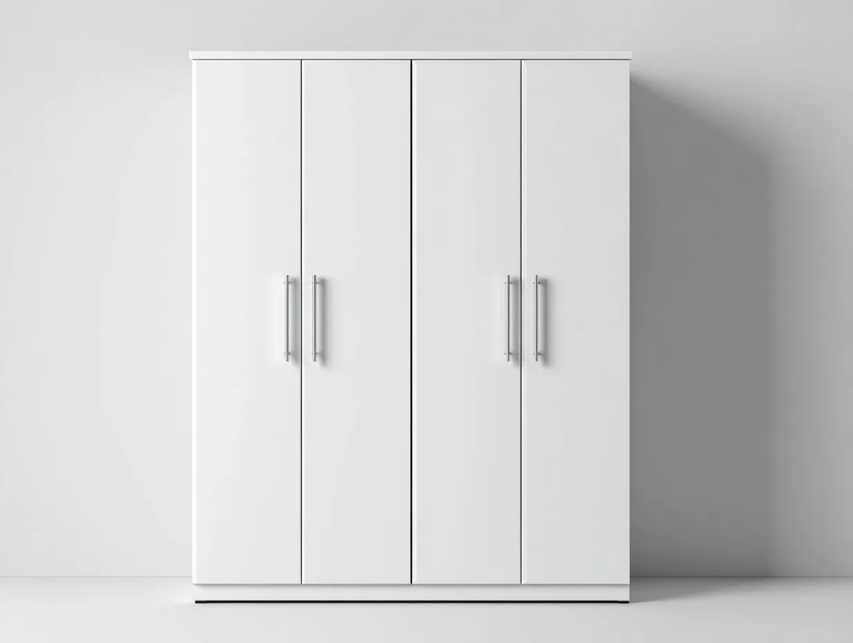 Kleiderschränke mit vier Türen-Holzwerkstoff-Metall-180x55x200 cm-Weiß-minimalistisch modern-Tasatahome