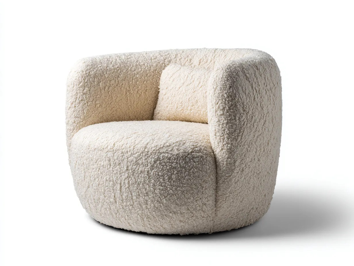 Loungesessel - Bouclé-Stoff - 86x80x74 cm - Cremeweiß - Modernes Design-Tasatahome