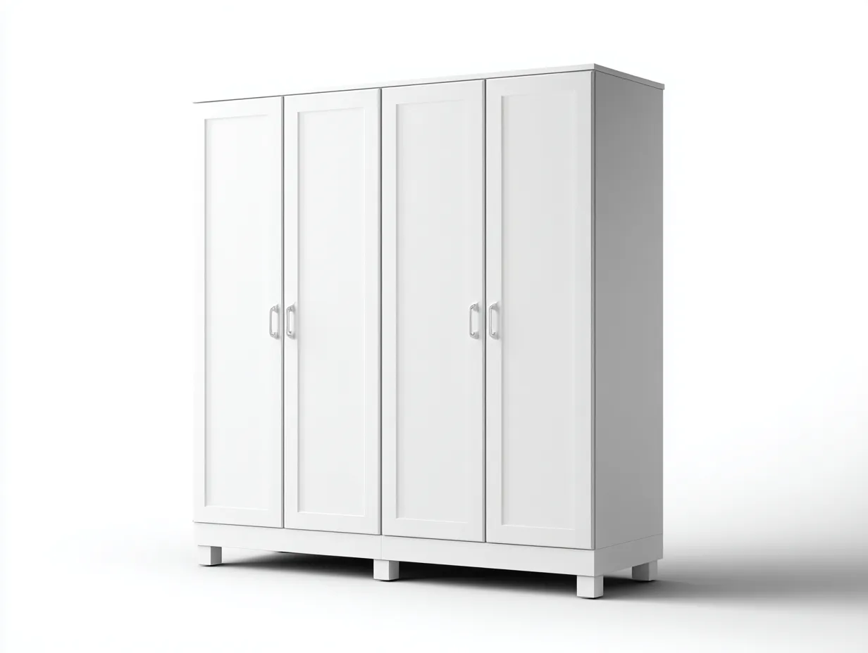 Kleiderschränke mit vier Türen-Holzwerkstoff-Metall-182x56x192 cm-Weiß-skandinavisch modern-Tasatahome