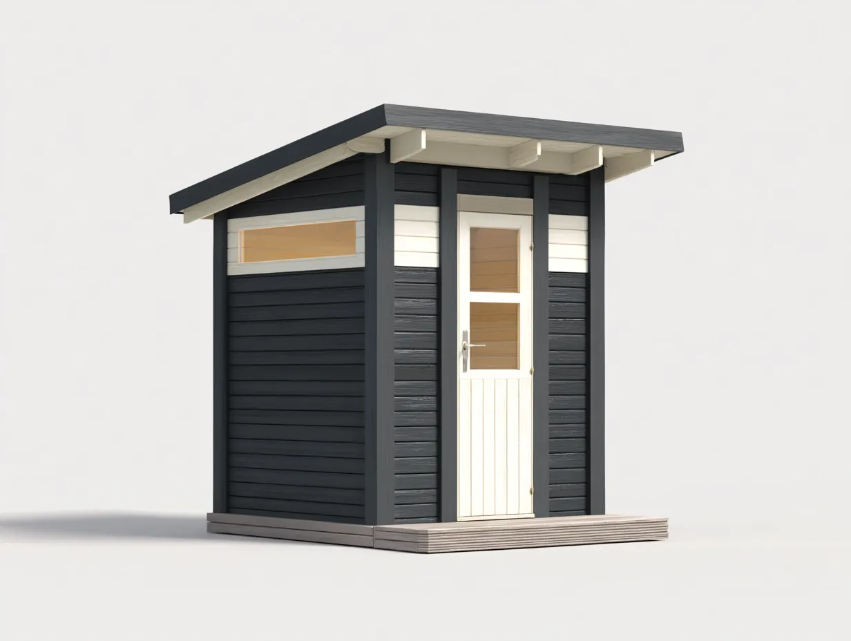 Casetta da giardino-legno-170x140x205 cm-Grigio scuro-Bianco-stile compatto per esterno-Zazenrihaus