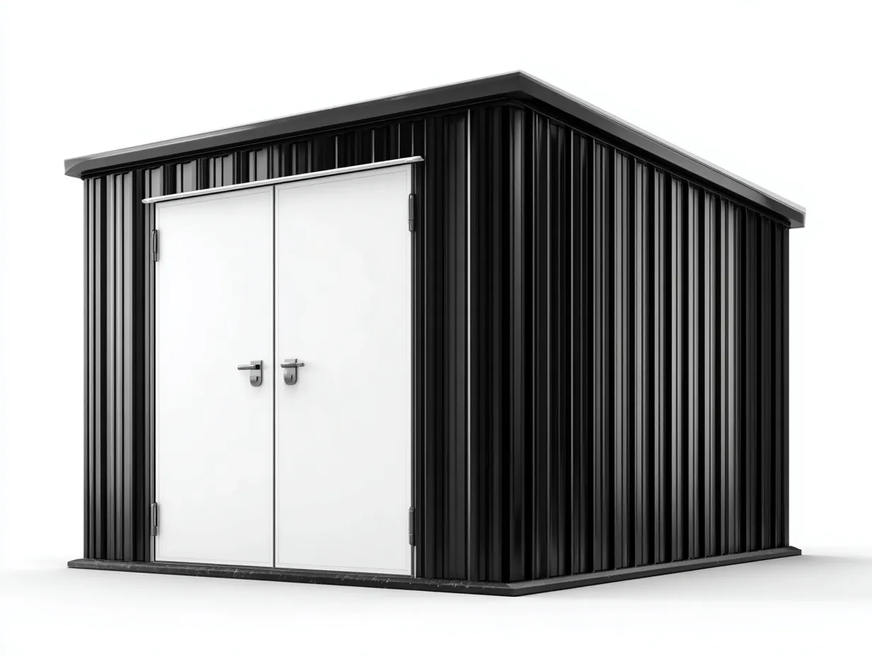 Casetta da giardino-acciaio-230x180x200 cm-Nero-Bianco-stile moderno per esterno-Zazenrihaus