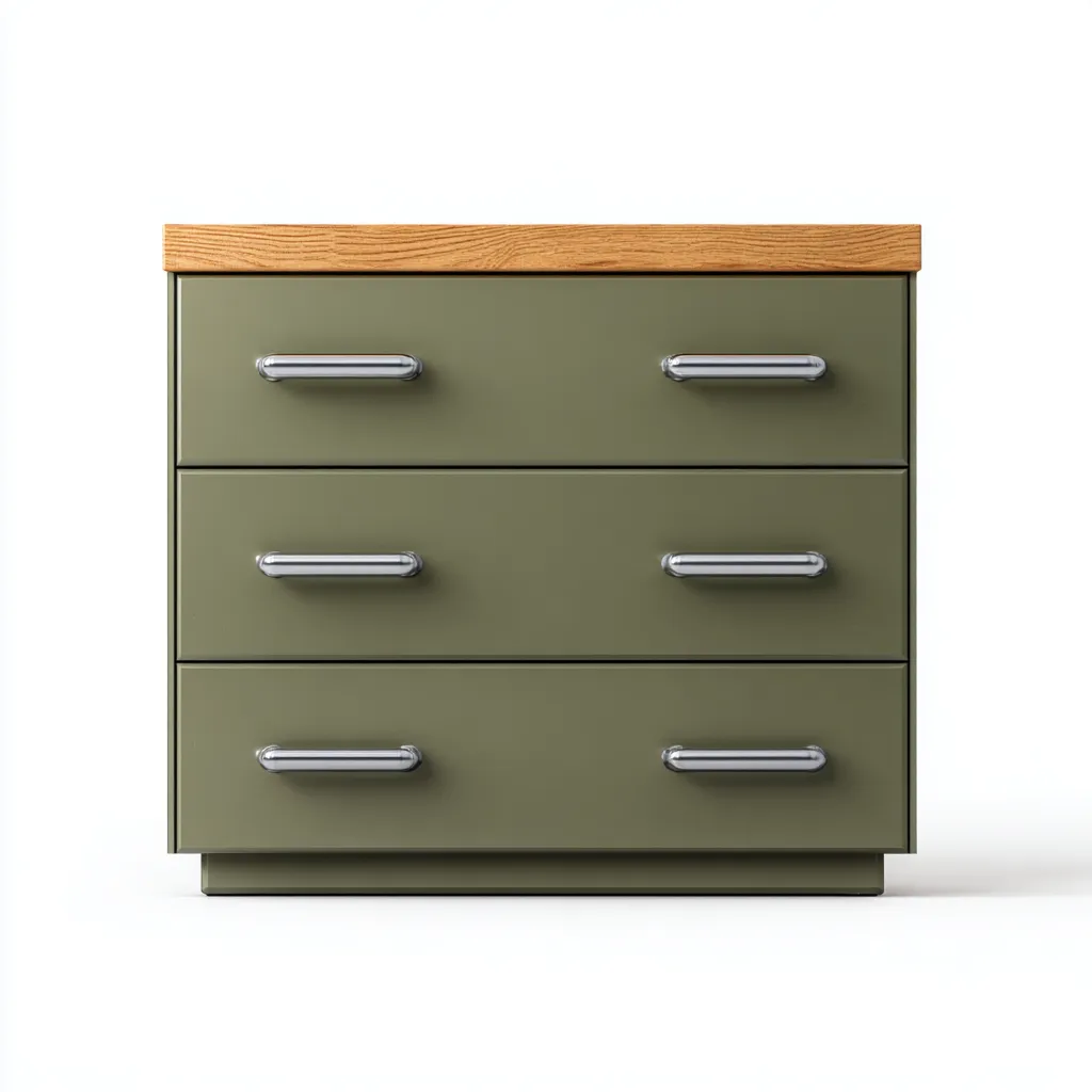 Commode rangement bois métal 80x40x75 cm - vert - style contemporain-Vivoravihaus
