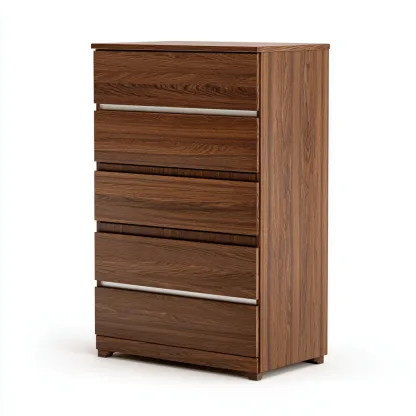 Commode en bois décor noyer 80x40x110 cm - Rangement intérieur - Design contemporain-Vivoravihaus