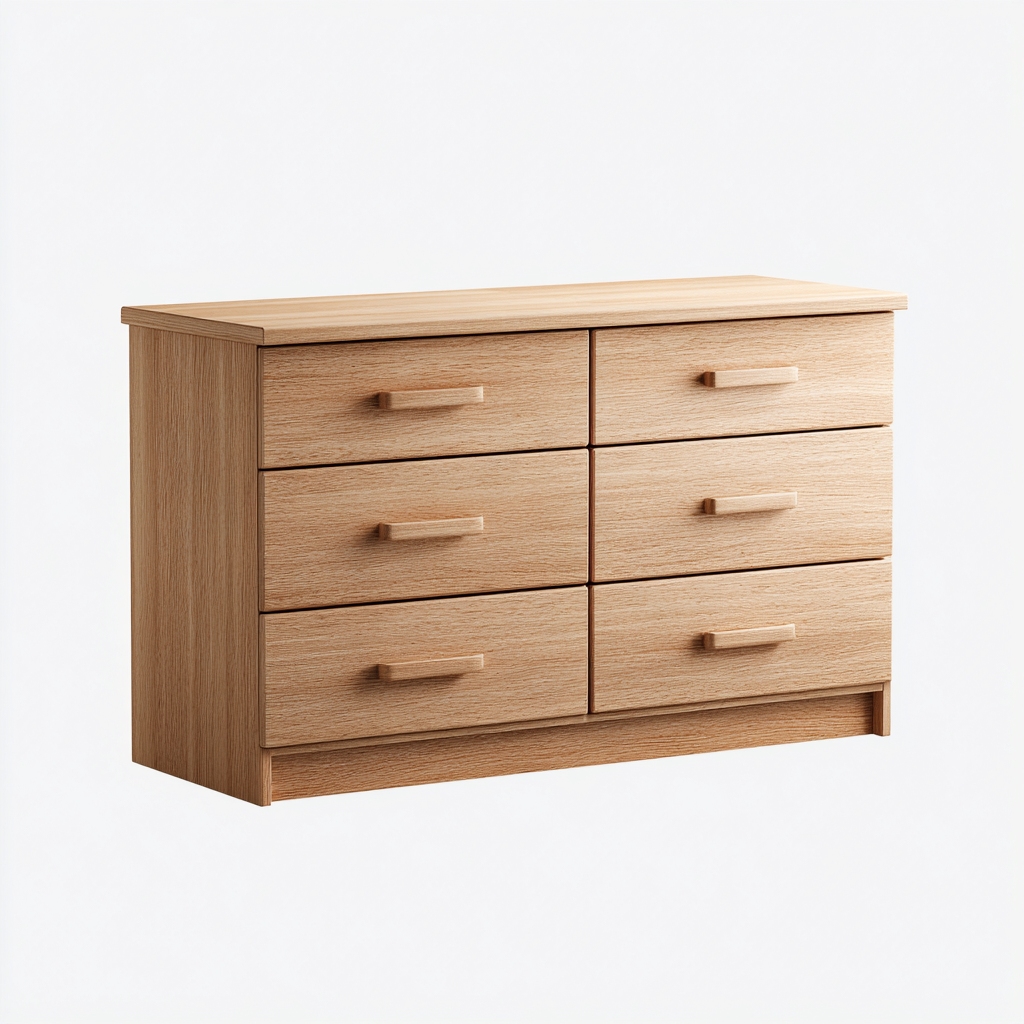 Commode en bois décor chêne clair 120x40x75 cm - Rangement intérieur - Design contemporain-Vivoravihaus