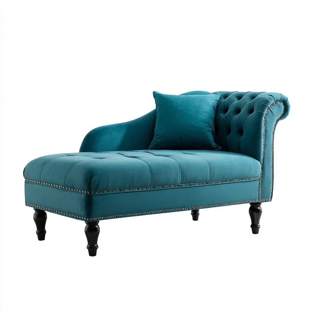 Chaise longue en tissu 165x70x80 cm - vert bleu - style classique-Vivoravihaus