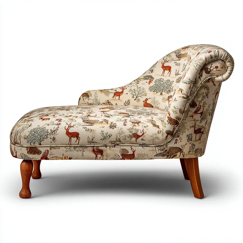 Chaise longue en tissu à motif beige 165x70x85 cm - détente du salon - style classique-Vivoravihaus