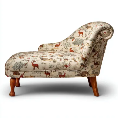 Chaise longue en tissu à motif beige 165x70x85 cm - détente du salon - style classique-Vivoravihaus