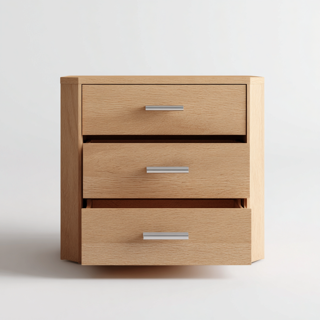 Commode en bois 60x40x65 cm - brun - avec 3 tiroirs - style moderne-Vivoravihaus