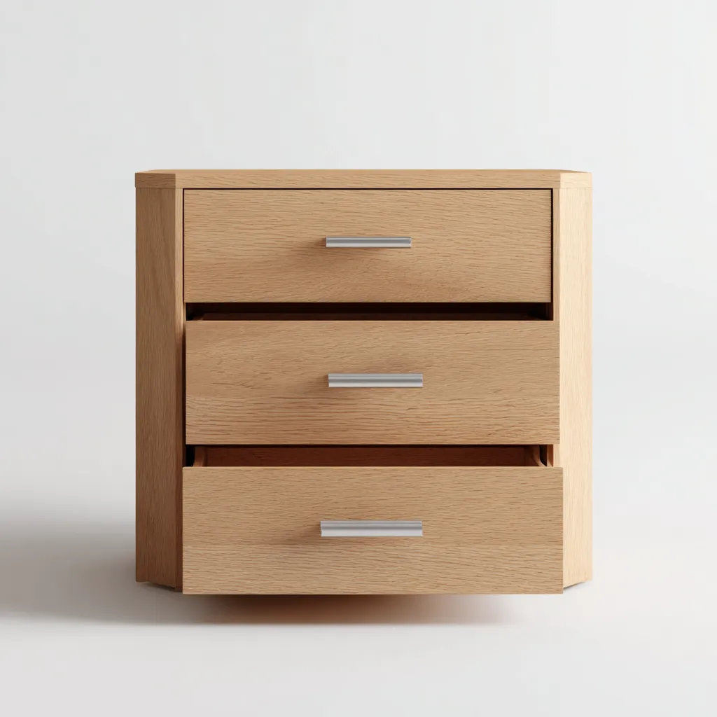 Commode en bois 60x40x65 cm - brun - avec 3 tiroirs - style moderne-Vivoravihaus