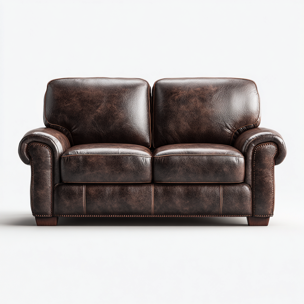 Canapé 2 places en cuir marron foncé 160x90x85 cm - confort du salon - style classique-Vivoravihaus