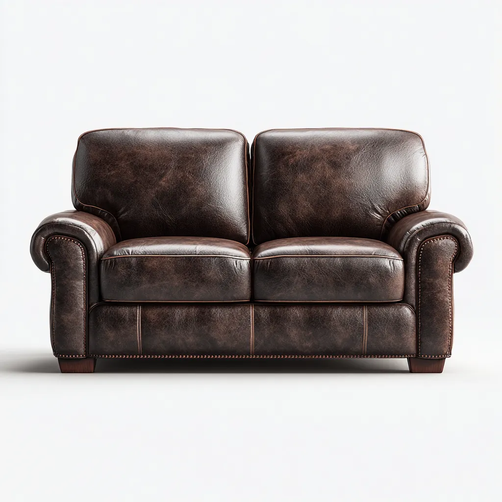 Canapé 2 places en cuir marron foncé 160x90x85 cm - confort du salon - style classique-Vivoravihaus