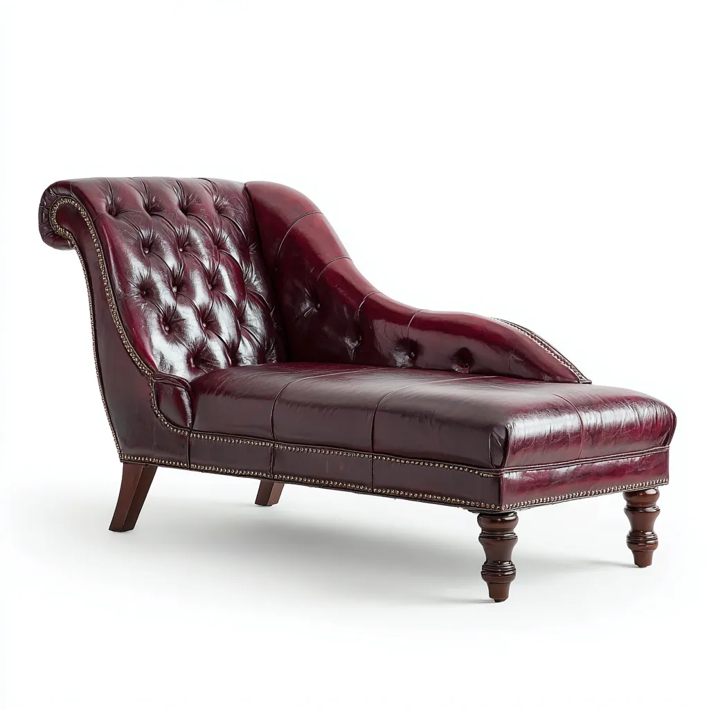 Chaise longue en cuir bordeaux 160x75x85 cm - Détente élégante - Style classique-Vivoravihaus