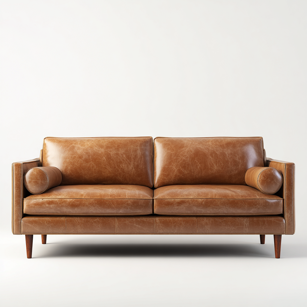 Canapé 2 places en cuir marron 180x90x85 cm - Assise confortable - Style contemporain-Vivoravihaus