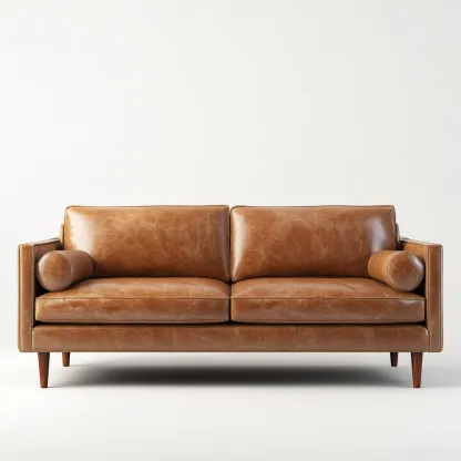 Canapé 2 places en cuir marron 180x90x85 cm - Assise confortable - Style contemporain-Vivoravihaus