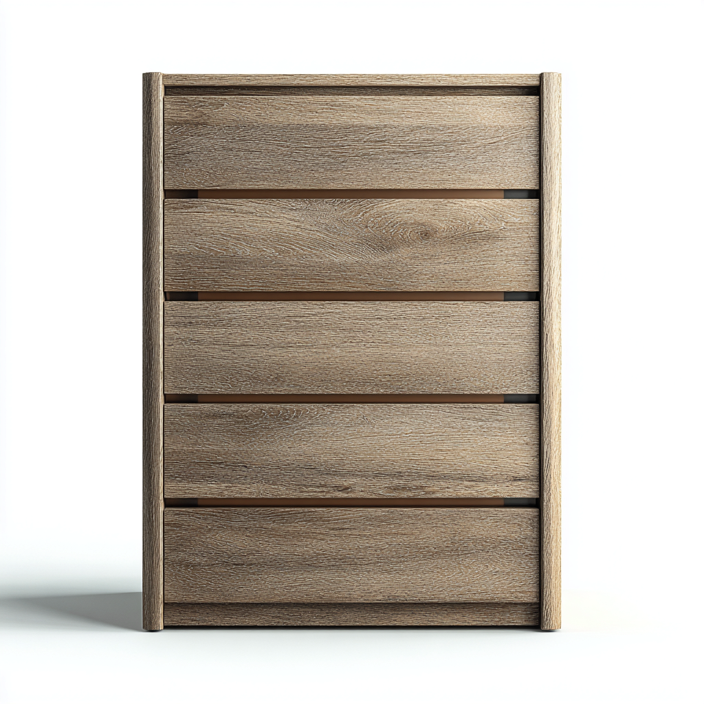 Commode en bois effet chêne clair 80x40x110 cm - rangement intérieur - design contemporain-Vivoravihaus