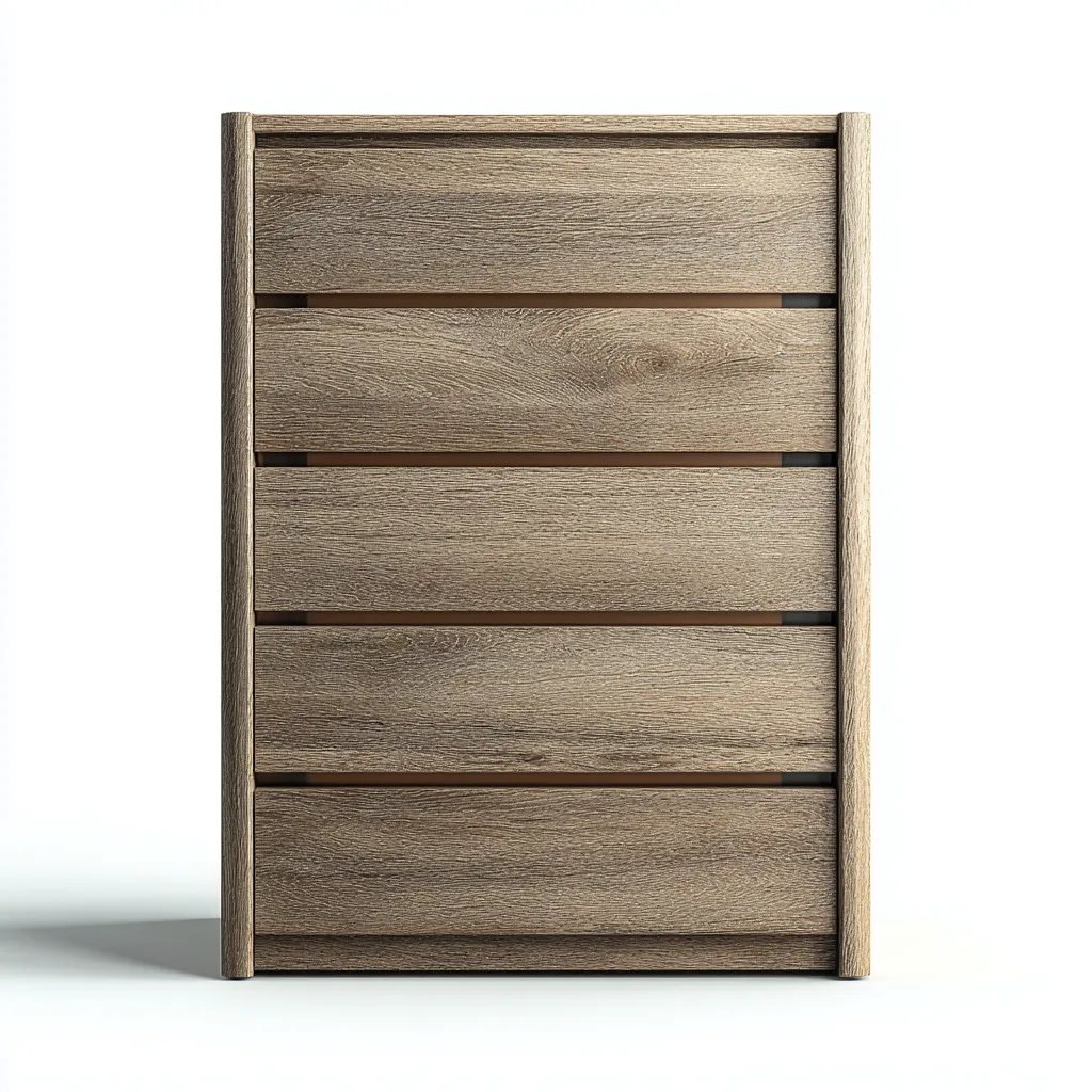 Commode en bois effet chêne clair 80x40x110 cm - rangement intérieur - design contemporain-Vivoravihaus