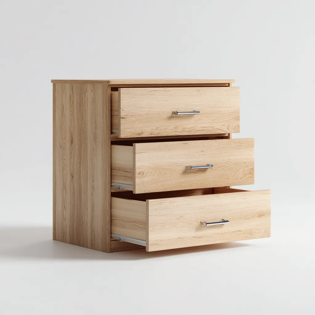 Commode en bois effet chêne clair 60x40x70 cm - rangement intérieur - design contemporain-Vivoravihaus