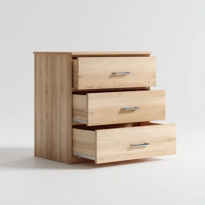 Commode en bois effet chêne clair 60x40x70 cm - rangement intérieur - design contemporain-Vivoravihaus