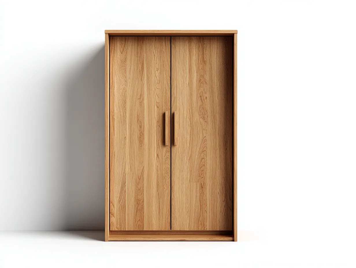 Kleiderschrank mit zwei Türen - Holzwerkstoff-Massivholz - 95 x 57 x 192 cm - Natur - Moderner Stil-Haloaroom