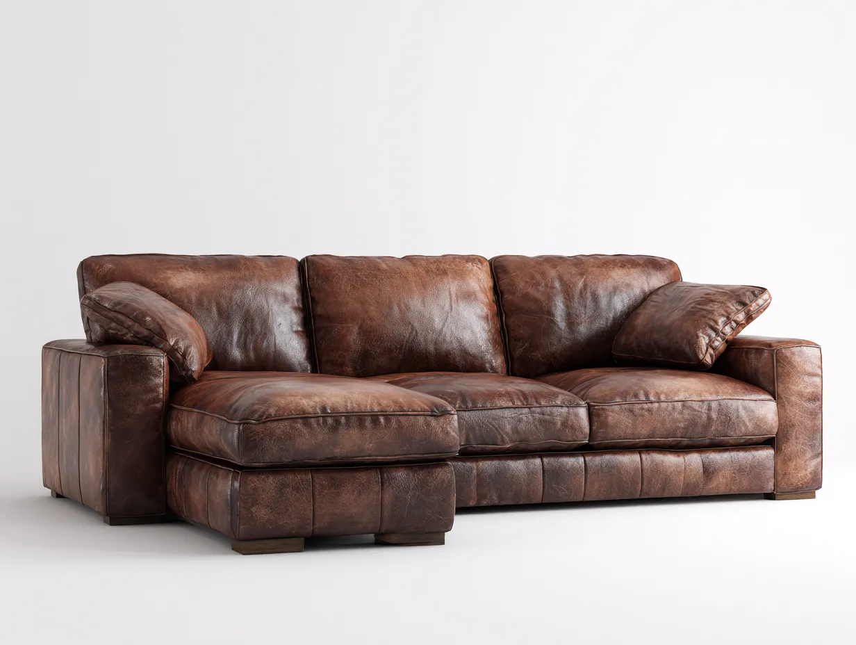 Ecksofa-Leder-Holz-268x170x86 cm-Braun-Vintage Stil-Haloaroom