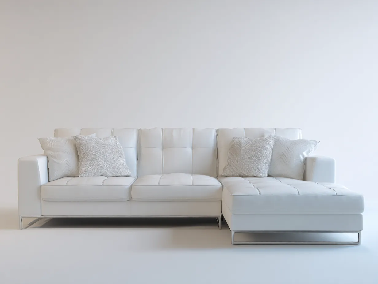 Ecksofa-Kunstleder-Metall-272x168x84 cm-Weiß-Moderner Wohnstil-Haloaroom