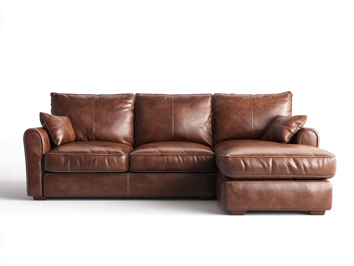 Ecksofa-Leder-Holz-274x174x87 cm-Braun-Klassischer Wohnstil-Haloaroom