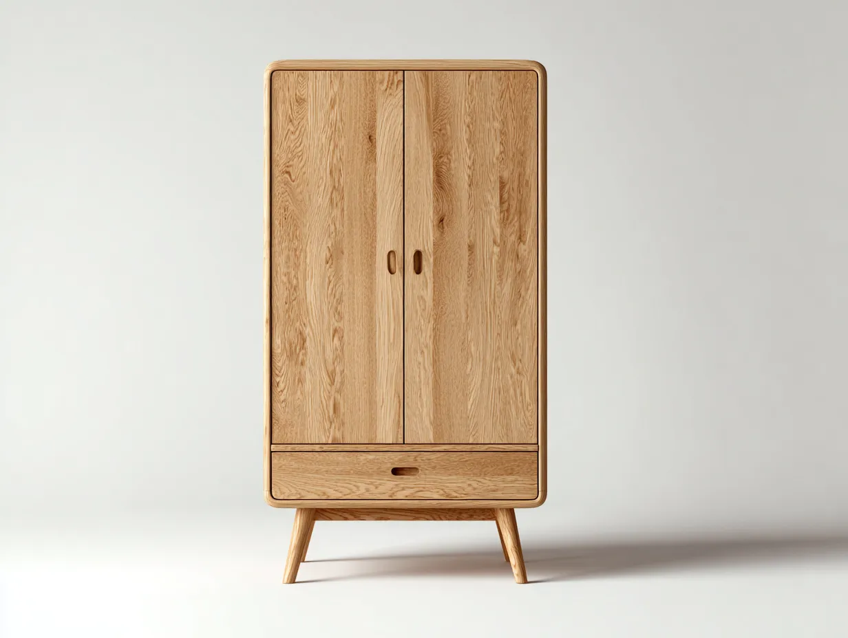 Kleiderschrank mit zwei Türen - Massivholz-Holzwerkstoff - 92 x 55 x 182 cm - Natur - Skandinavischer Stil-Haloaroom