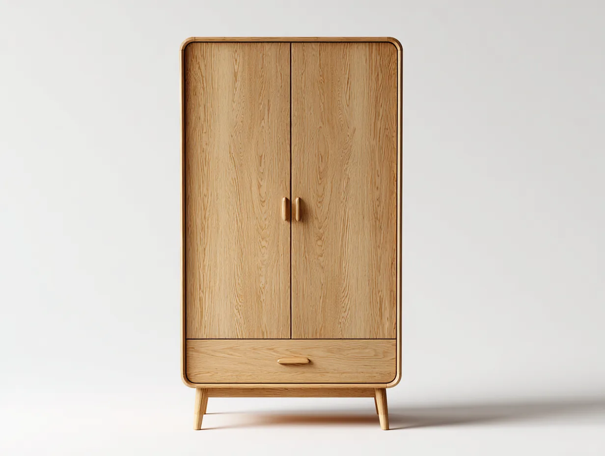 Kleiderschrank mit zwei Türen - Massivholz-Holzwerkstoff - 90 x 54 x 180 cm - Natur - Skandinavischer Stil-Haloaroom