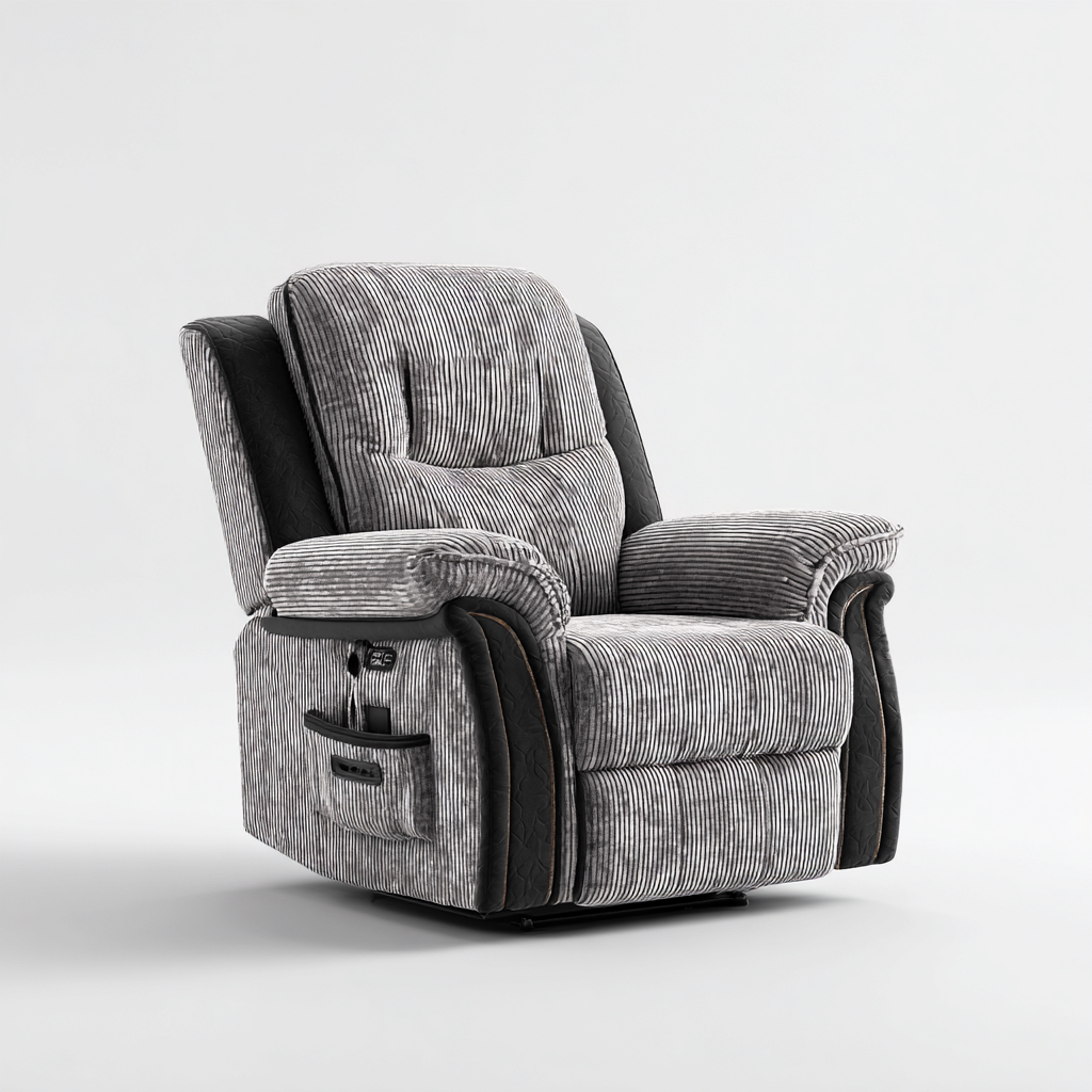 Fauteuil relax tissu 100x95x105 cm - gris - confort motorisé-Gasolganest