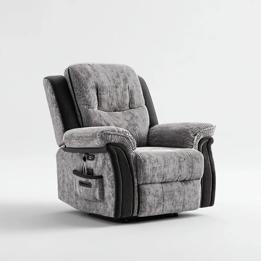 Fauteuil relax tissu 100x95x105 cm - gris - confort motorisé-Gasolganest