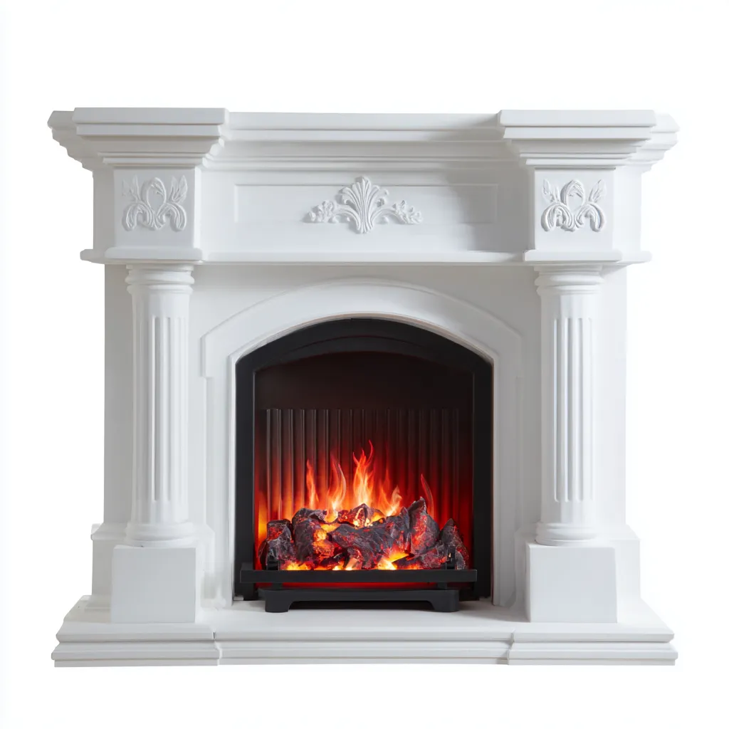 Cheminée électrique blanche de style classique 120x40x110 cm - Effet flamme décoratif - Design élégant-Gasolganest