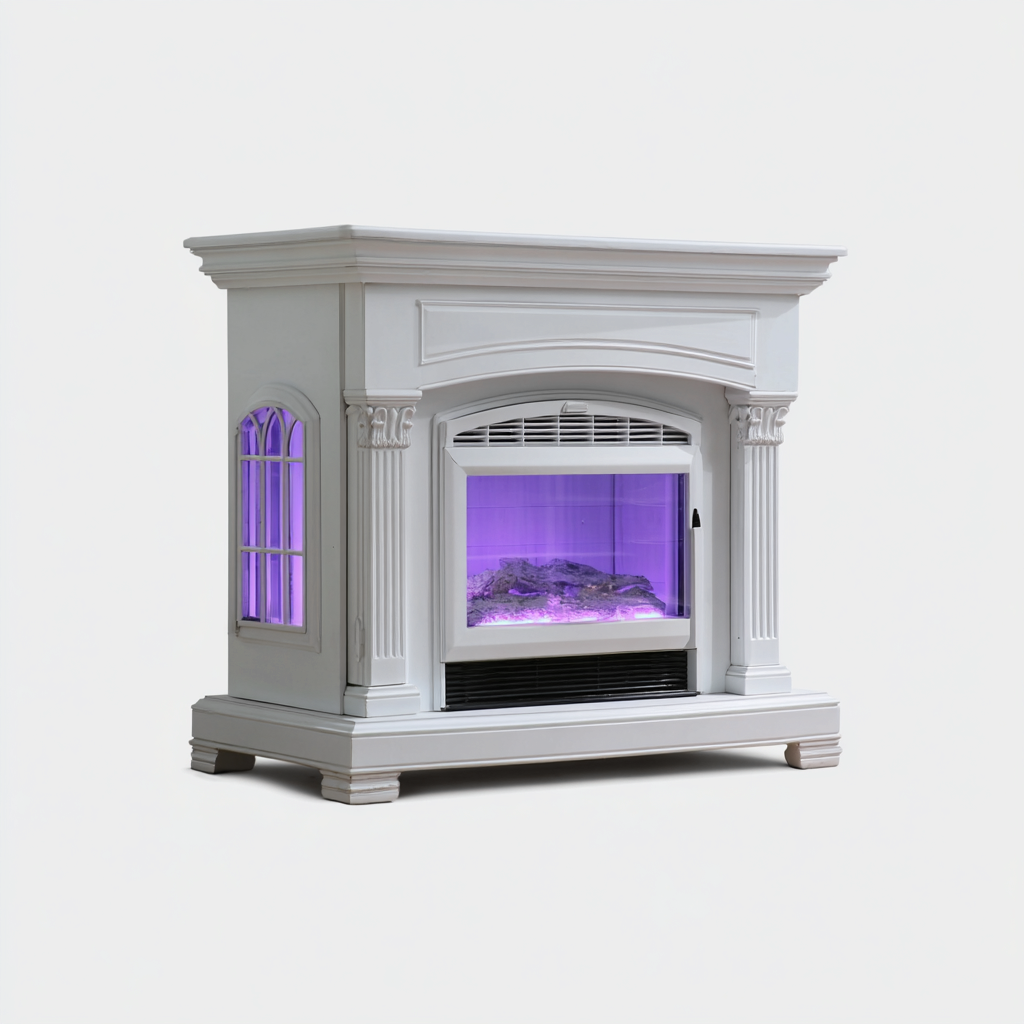 Cheminée électrique 110x35x95 cm - blanc - effet flamme décoratif - style classique-Gasolganest