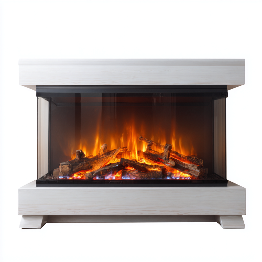 Cheminée électrique meuble MDF 120x30x90 cm - blanc - style contemporain-Gasolganest