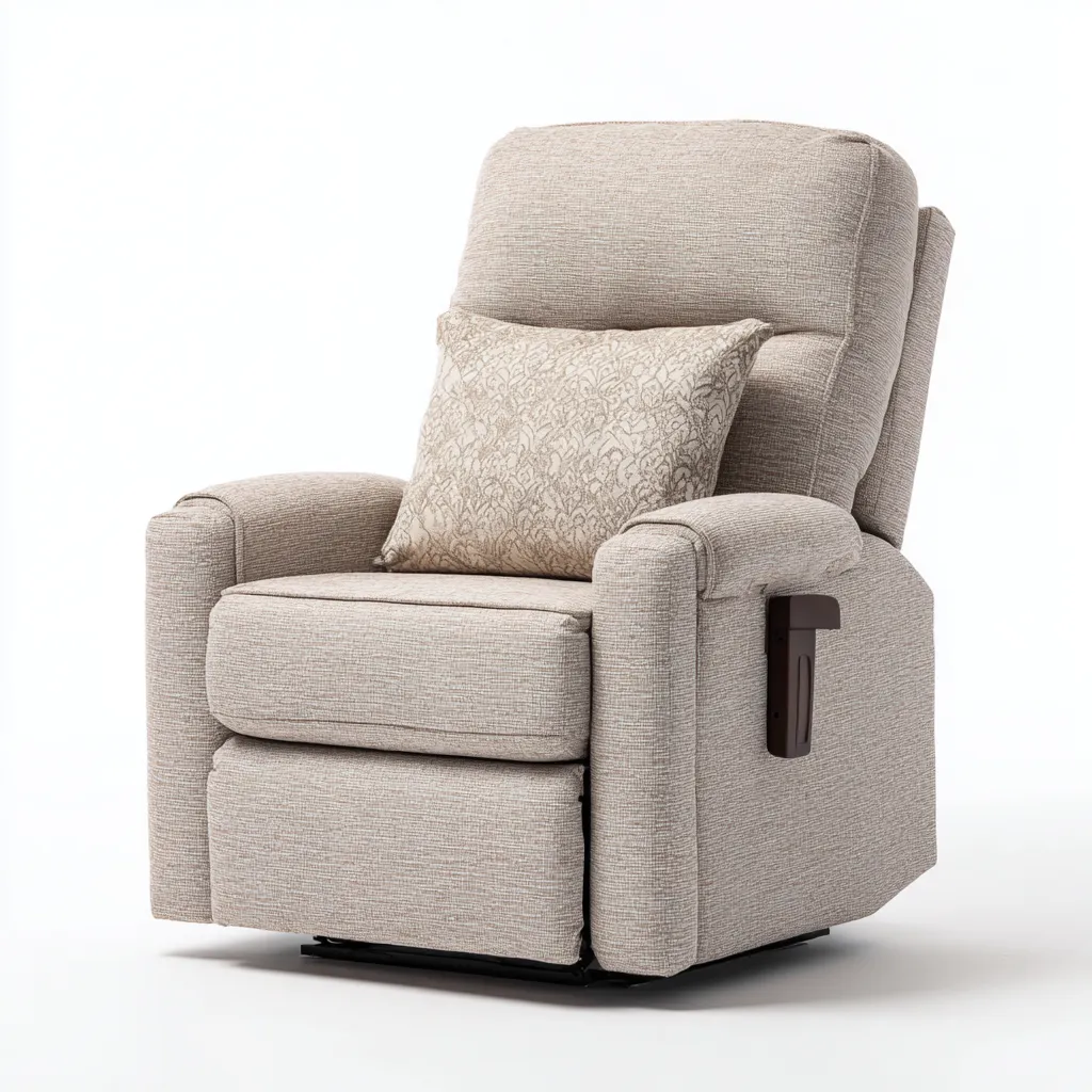 Fauteuil relax en tissu beige 88x92x108 cm - Assise rembourrée - Style contemporain-Gasolganest