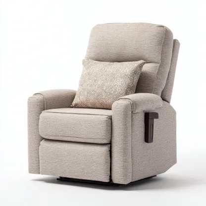 Fauteuil relax en tissu beige 88x92x108 cm - Assise rembourrée - Style contemporain-Gasolganest