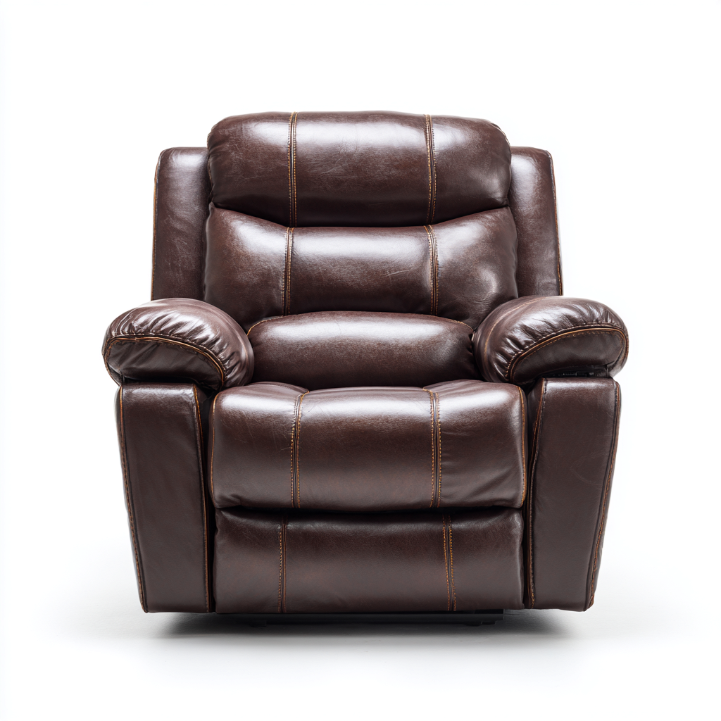 Fauteuil relax en cuir 95x95x105 cm - brun - style classique-Gasolganest