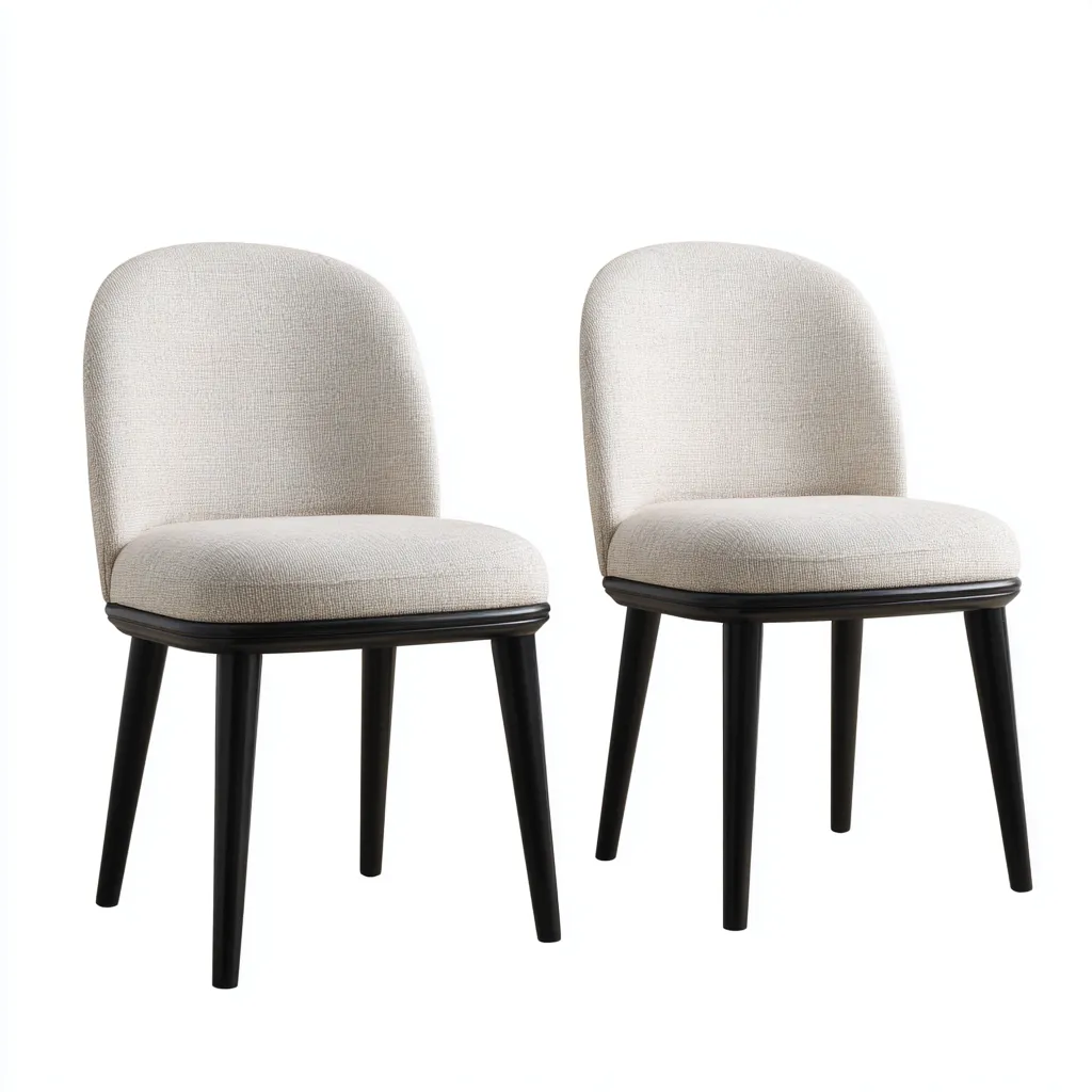 Chaise de salle à manger en tissu beige avec pieds noirs 50x55x80 cm - Assise rembourrée - Style contemporain-Gasolganest