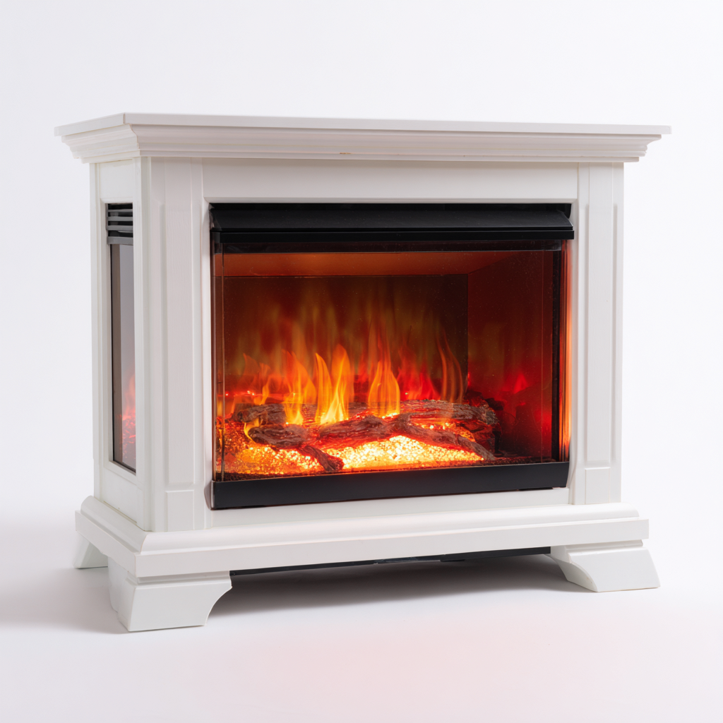 Cheminée électrique meuble MDF 110x30x95 cm - blanc - style classique-Gasolganest