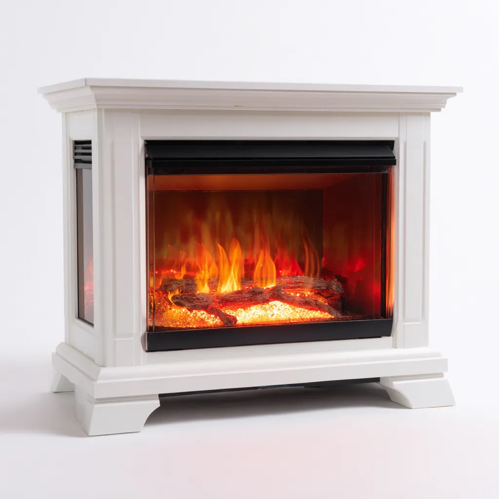 Cheminée électrique meuble MDF 110x30x95 cm - blanc - style classique-Gasolganest